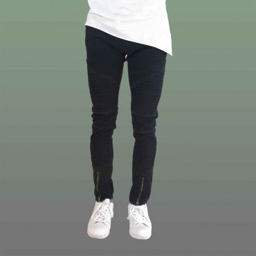 Denim Republic - Jeans skinny stretch zwart met enkelrits frontzijde