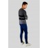 Y TWO Jeans - Zware tricot trui gestreept zwart-grijs-wit