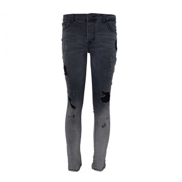 Terance Kole - Jeans damaged skinny donkergrijs dip deye (L34)