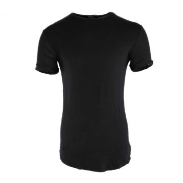 Uniplay - T-shirt afgeronde long fit basic zwart