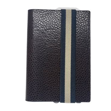 Q7-WALLET - RFID slim wallet leer-elastiek classy bruin blauw