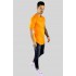 Basic long fit t-shirt lage hals langer mouwtje neon oranje