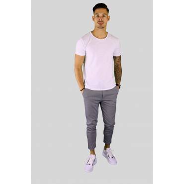 Y TWO Jeans t-shirt raw cotton ronde hals wassing wit