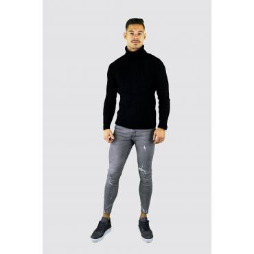 Uniplay Soft slim fit pull in black with turtle neck